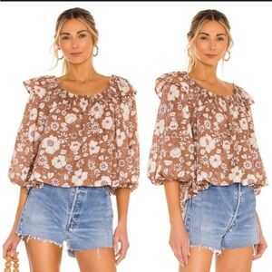 Free People Miss Daisy Ruffle Print Top in Vintage Combo size medium floral